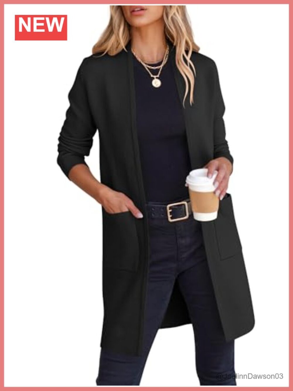 Open Front Knitted Cardigan Long Sleeve Sweater